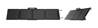Two black solar panels on a white background