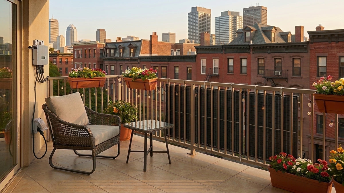 Plug-in solar kit installed on balcony